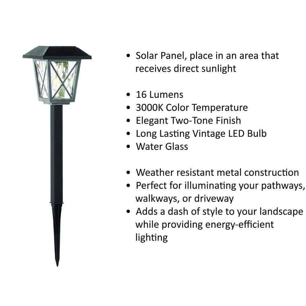 Hampton Bay Oakleigh Solar LED Landscape Pathway Light Vintage Bulb 4-Pack