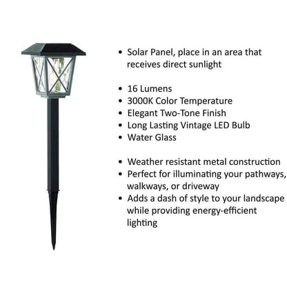 Hampton Bay Oakleigh Solar LED Landscape Pathway Light Vintage Bulb 4-Pack