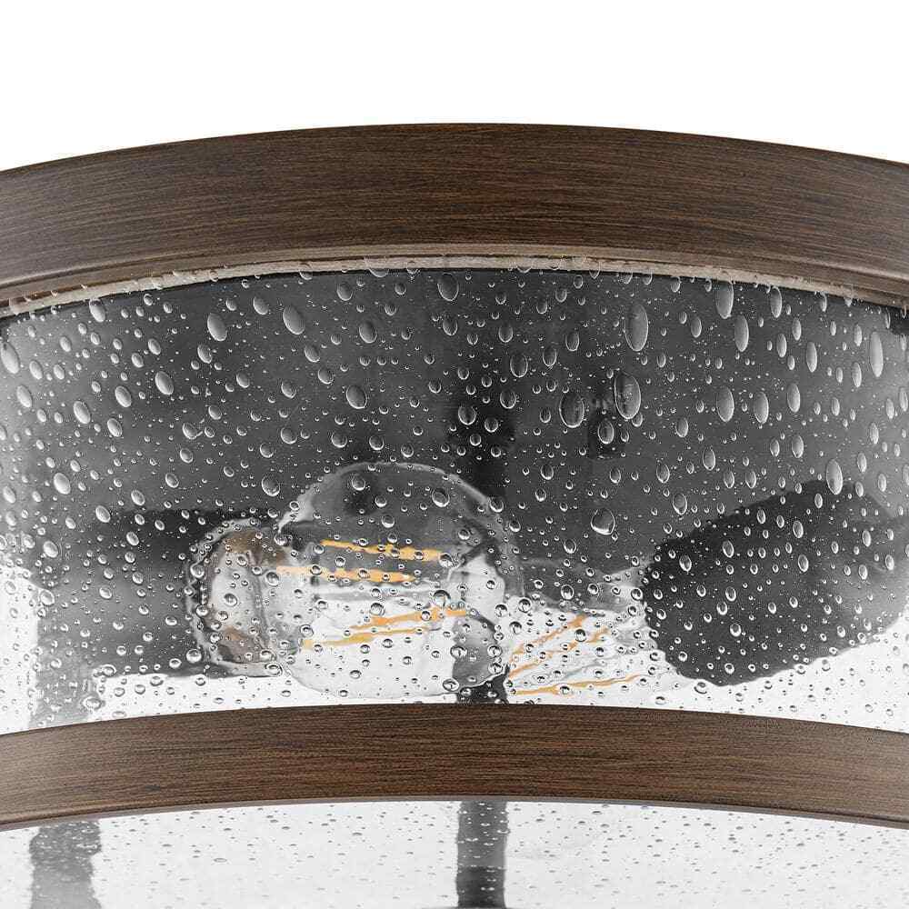 Hampton Bay Richland 2-Light Dark Bronze Flush Mount Clear Seedy Glass