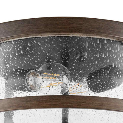 Hampton Bay Richland 2-Light Dark Bronze Flush Mount Clear Seedy Glass