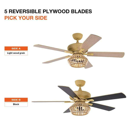 Flint Garden 52 in. Weathered Gold Ceiling Fan w/ Light Kit and Remote Control