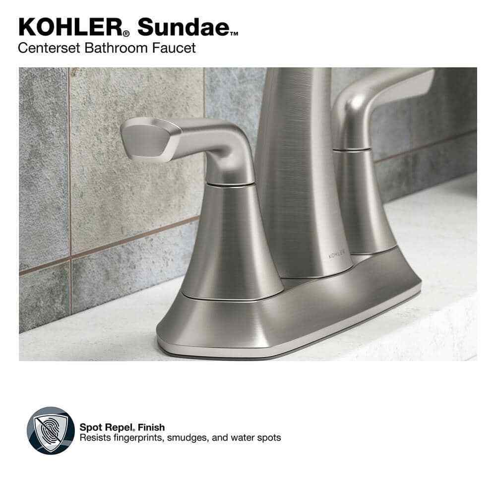 KOHLER Sundae 4" Centerset 2-Handles Bathroom Faucet in Vibrant Brushed Nickel