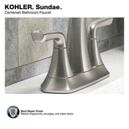 KOHLER Sundae 4" Centerset 2-Handles Bathroom Faucet in Vibrant Brushed Nickel