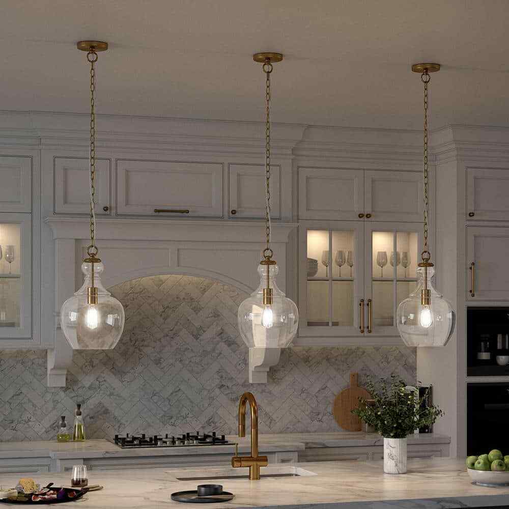 Meyer&Cross Verona 1-Light Brass Pendant with Clear Glass Shade PD0271