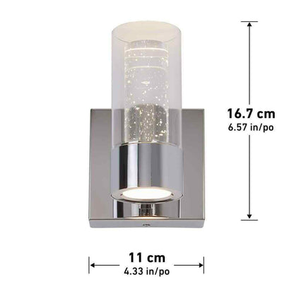 Artika Essence 4.3 in. 1-Light Chrome LED Wall Sconce Light Fixture for Bathroom