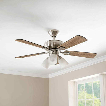 Hampton Bay Riley 44 in. Indoor LED Brushed Nickel Ceiling Fan w/ Light Kit