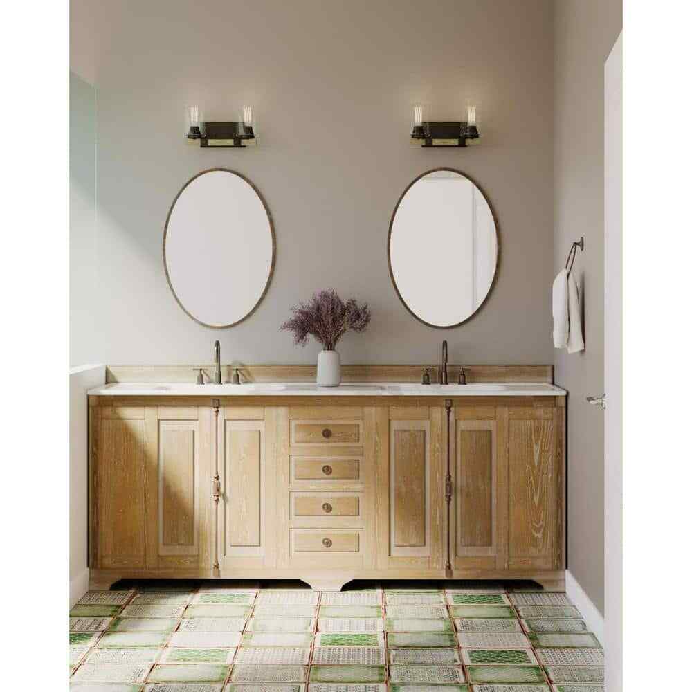 Progress Lighting 2-Light Antique Bronze Clear Seeded Glass Vanity Light