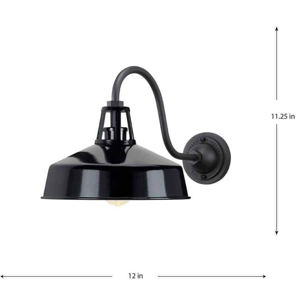 Progress Lighting Perry Court 1-Light Gloss Black Outdoor Wall Lantern