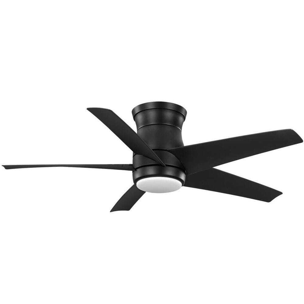 Hampton Bay Mena 44 in. White, Integrated LED Matte Black Hugger Ceiling Fan