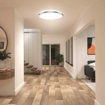 Artika Europa 21 in. Modern Silver LED 3 CCT Flush Mount Ceiling Light Fixture