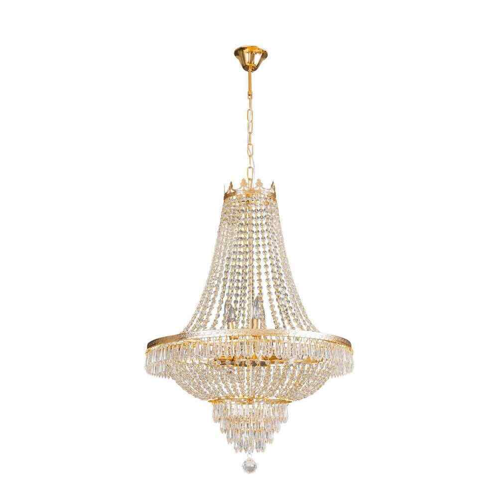 OUKANING 24 in. Gold 9-Light Raindrop Classic Empire Style Chain Chandelier