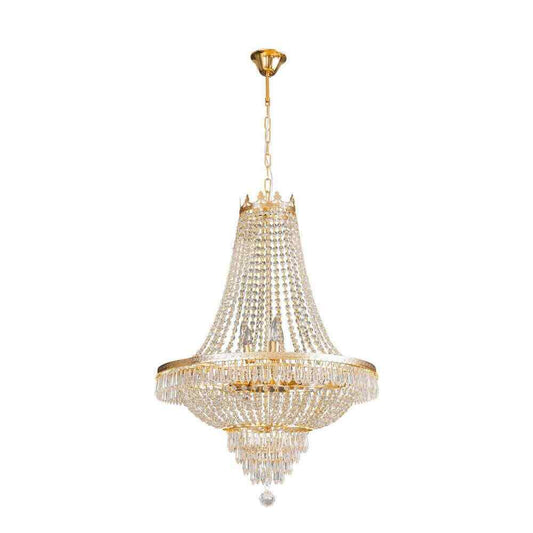 OUKANING 24 in. Gold 9-Light Raindrop Classic Empire Style Chain Chandelier
