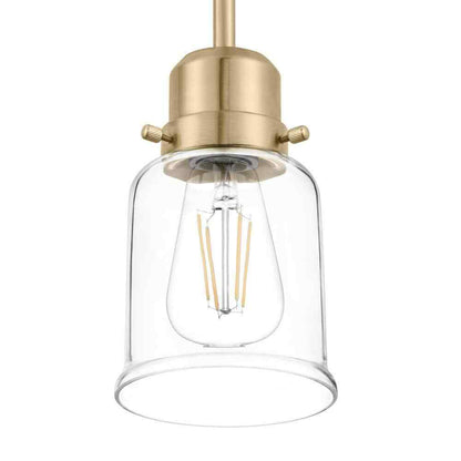 Hampton Bay Timphaven 1-Light Brass Shaded Mini-Pendant Clear Glass
