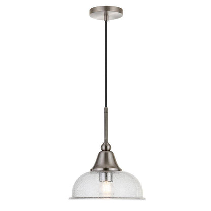 Meyer&Cross Magnolia 1-Light Brushed Nickel Single Pendant w/ Seeded Glass Shade