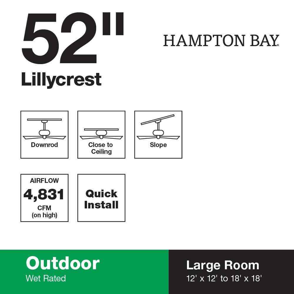 Hampton Bay Lillycrest 52 in. Indoor/Outdoor Aged Bronze Ceiling Fan