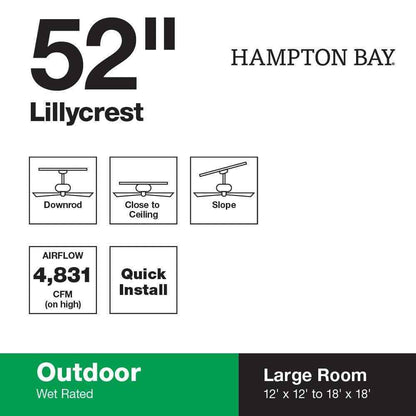 Hampton Bay Lillycrest 52 in. Indoor/Outdoor Aged Bronze Ceiling Fan