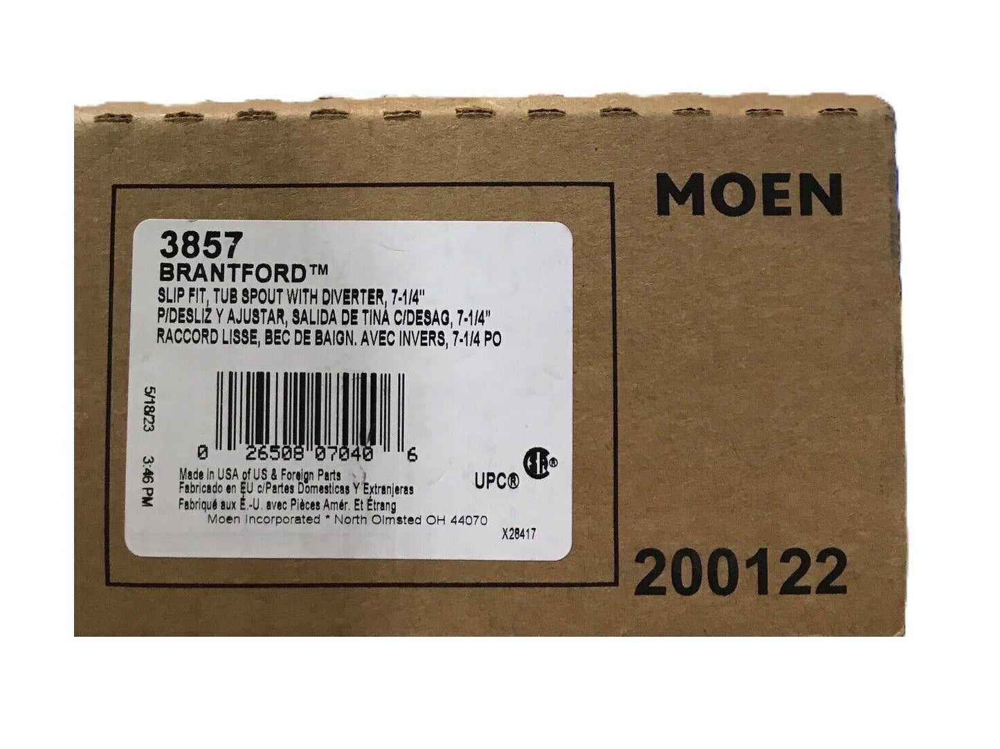 MOEN Brantford 7-1/4 in. Diverter Tub Spout with Slip Fit Connection in Chrome