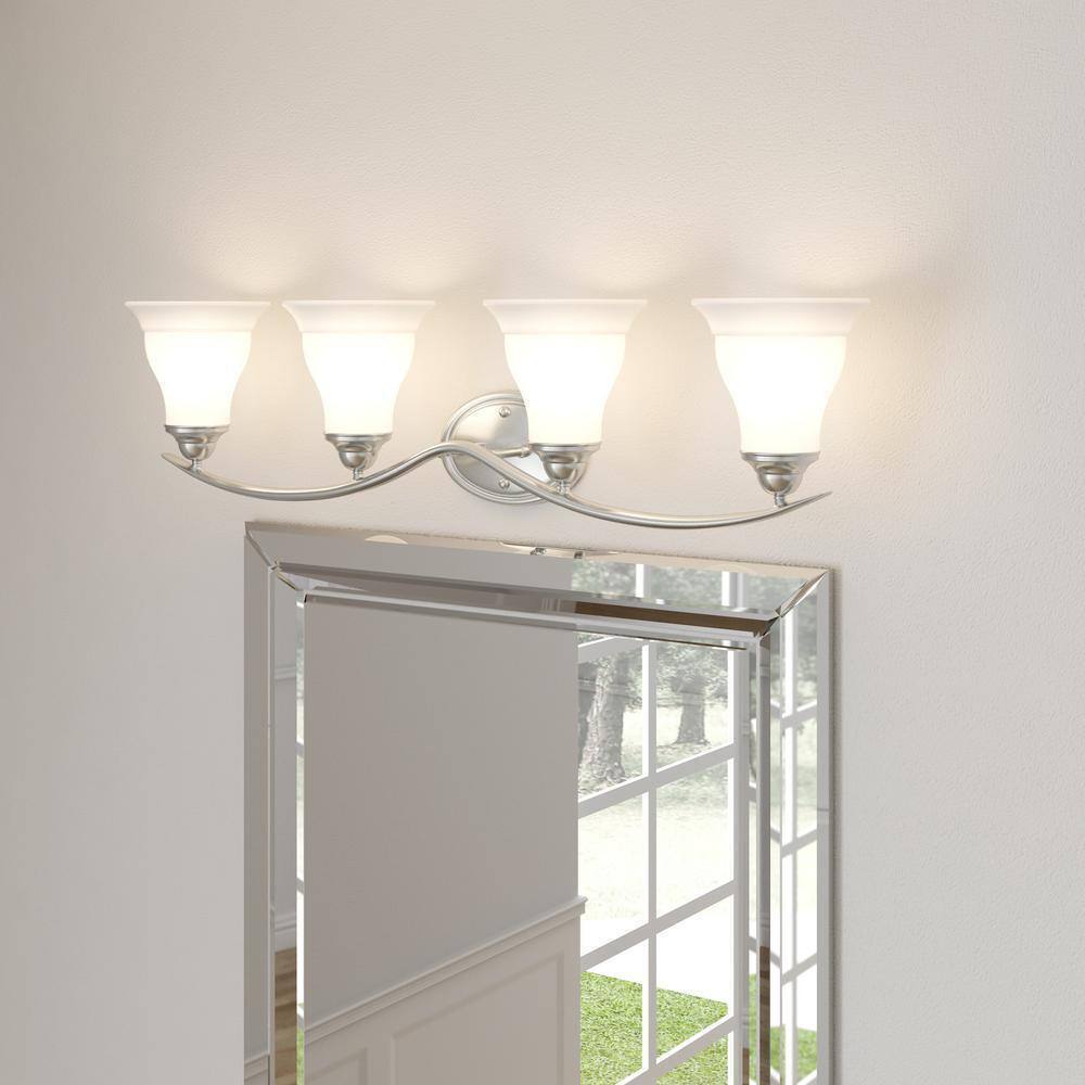 Progress Lighting Trinity Collection 4-Light Polished Chrome Glass Vanity Light
