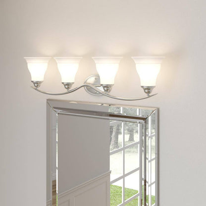 Progress Lighting Trinity Collection 4-Light Polished Chrome Glass Vanity Light