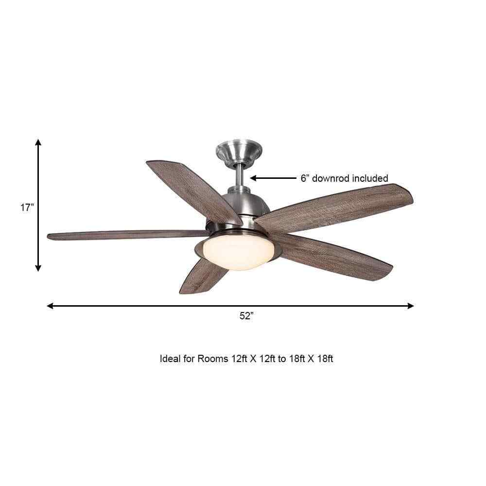 Home Decorators Ackerly 52 in. Indoor/Outdoor LED Brushed Nickel Ceiling Fan