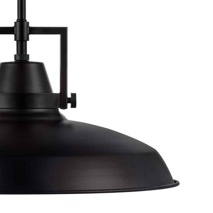 Hampton Bay Wilhelm 16 in. 1-Light Black Industrial Hanging Kitchen Pendant