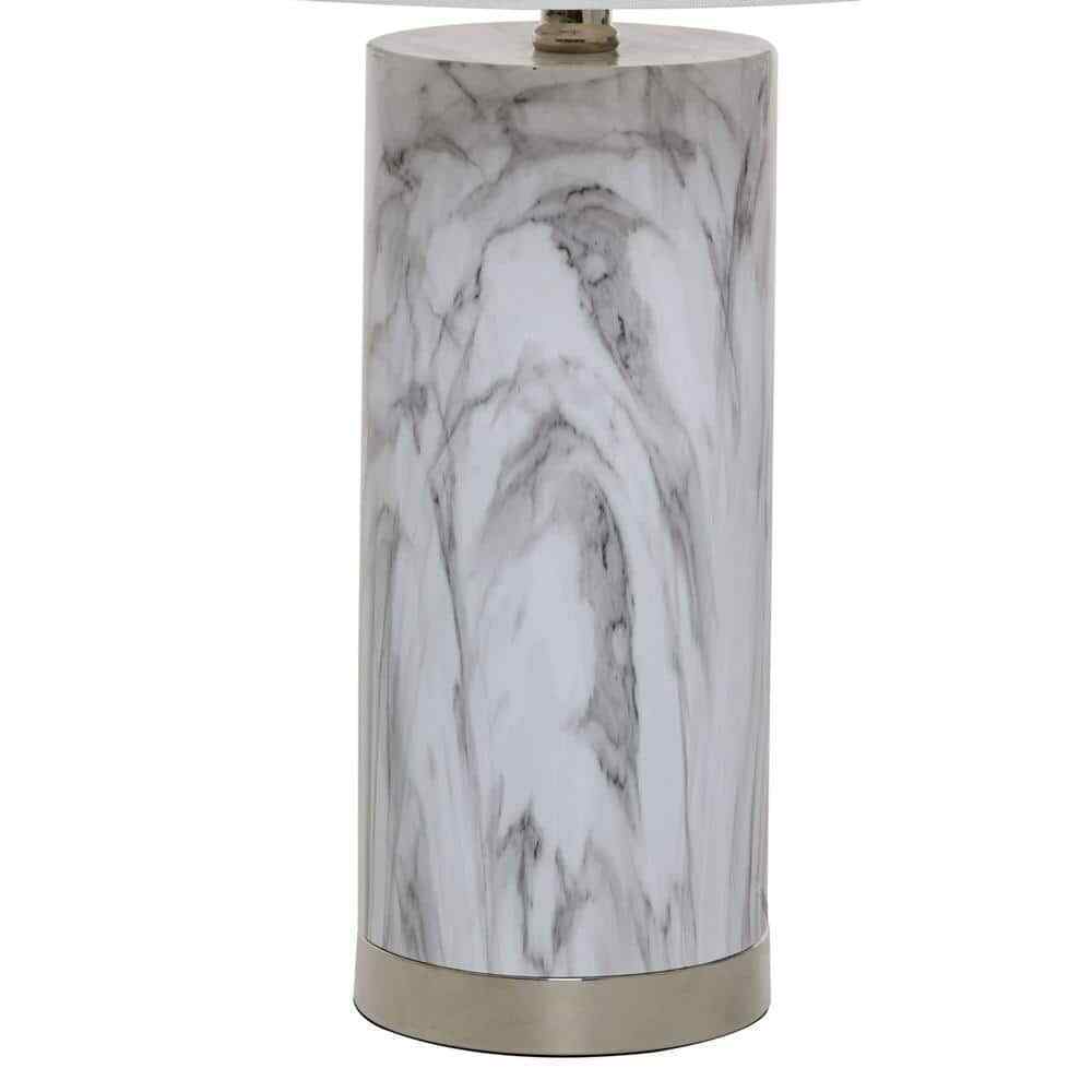 Cresswell 24.5 in. Faux Marble Table Lamp with White Shade