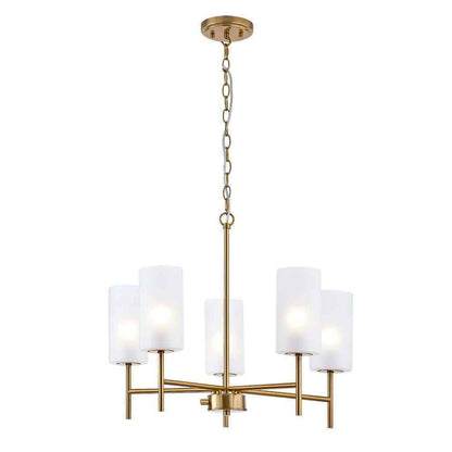 Home Decorators Florabelle Chandelier modern gold brass finish w/ glass shades