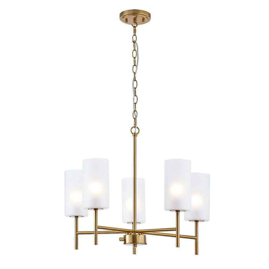 Home Decorators Florabelle Chandelier modern gold brass finish w/ glass shades