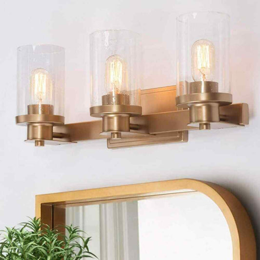 LNC Modern Industrial 3-Light Dark Gold Bathroom Vanity Light