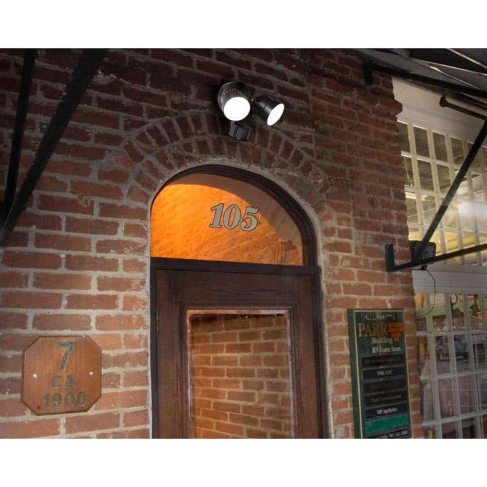 LUTEC 110 Degree 2Head Black Integrated LED Motion activated Outdoor Flood Light