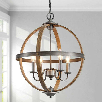 LNC Farmhouse 4-Light Globe Cage Candlestick Classic Island Chandelier