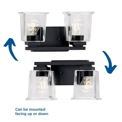 Progress Lighting Gilmour 12.25 in. 2-Light Matte Black Craftsman Vanity Light