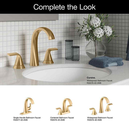 KOHLER Cursiva 8" Double Handle Bathroom Faucet in Vibrant Brushed Moderne Brass