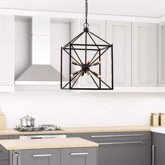 LAZZUR Touques 16 in. 8-Light Modern Matte Oil Rubbed Bronze Pendant