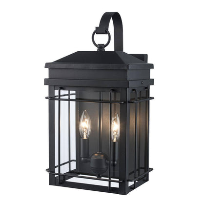 Monteaux Lighting Bel Air 17 in. 2-Light Black Outdoor Wall Light Fixture