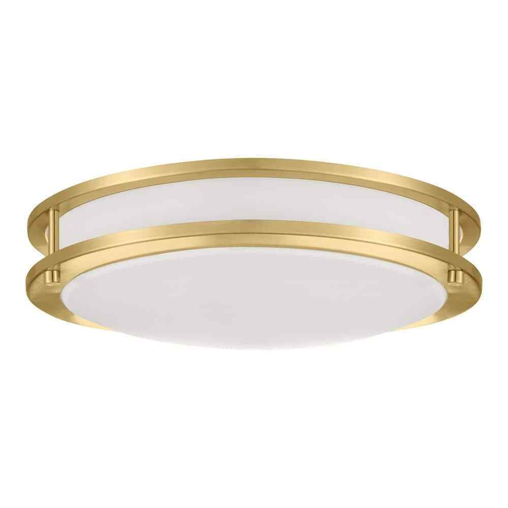Hampton Bay Flaxmere 14 in. Brushed Gold Dimmable LED Flush Mount Ceiling Light