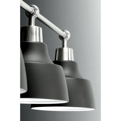 Progress Lighting Bramlett 3-Light Brushed Nickel Matte Black Metal Shade Light