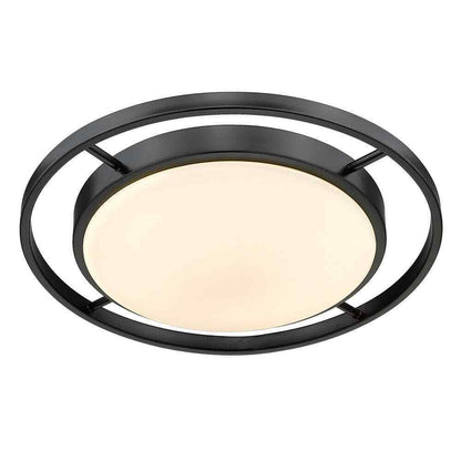 Golden Lighting Astra 16.5 in. 1-Light Matte Black Opal Glass LED Flush Mount