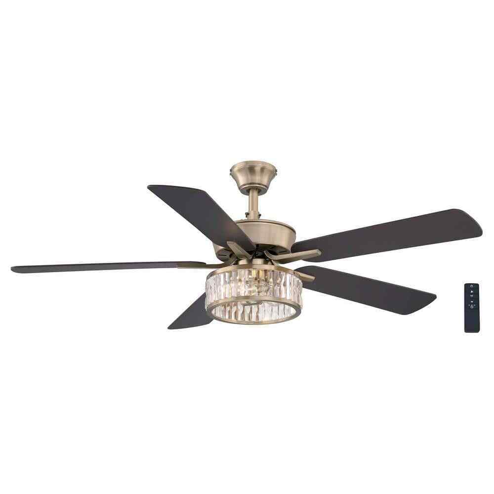 Hampton Bay Janeen 52 in. LED Indoor Champagne Bronze Ceiling Fan w/ Light