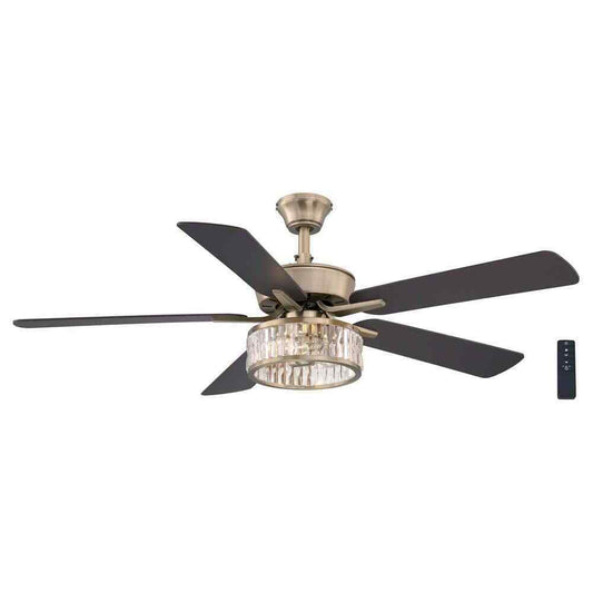 Hampton Bay Janeen 52 in. LED Indoor Champagne Bronze Ceiling Fan w/ Light