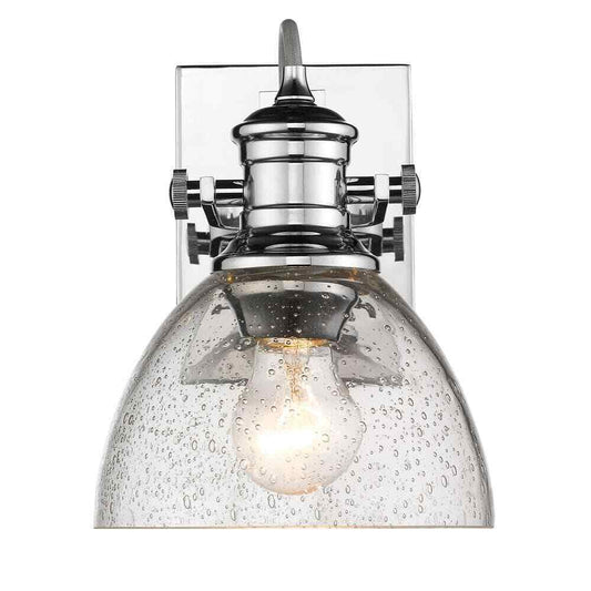 Golden Lighting Hines 1-Light Chrome and Seeded Glass Bath Light 3118-BA1 CH-SD