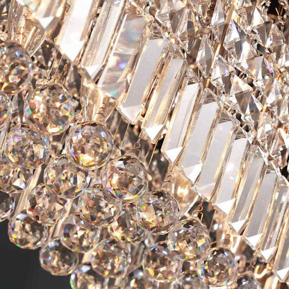 SILJOY 40 in. Modern 8-Light Rectangle Crystal Chandelier Ceiling Light Fixture