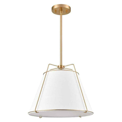 Light Society Lise 15 in. 1-Light Brushed Brass Chandelier with Fabric Shade