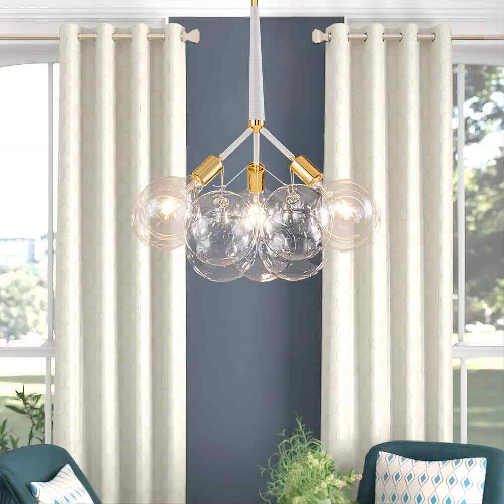 RRTYO Mateo 19.7 in. 3-light White Glam Cluster Globe Glass Bubble Chandelier