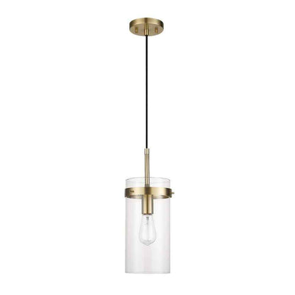 Globe Electric Connor 1-Light Brass Pendant Light with Clear Glass Shade