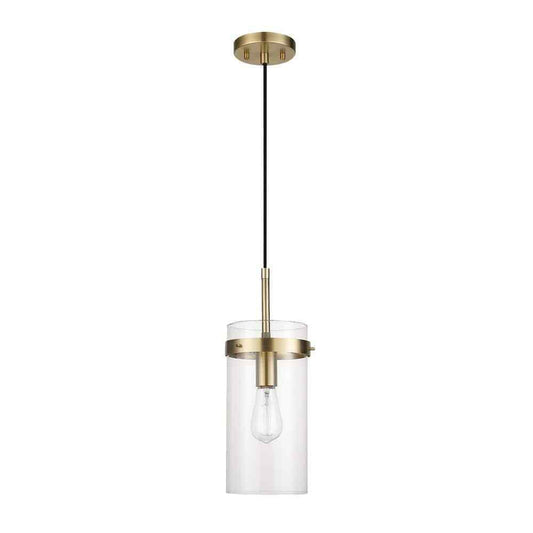Globe Electric Connor 1-Light Brass Pendant Light with Clear Glass Shade