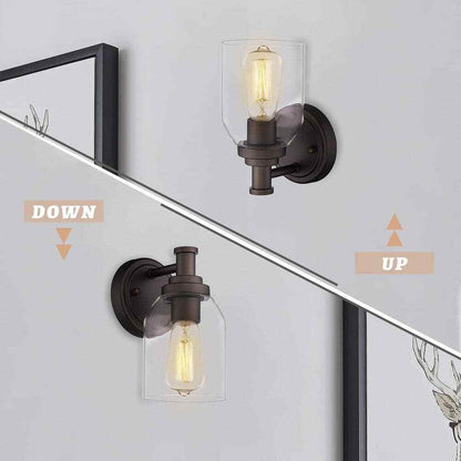 JAZAVA Oil Rubbed Bronze Finish with Clear Shade Vanity Sconces Lights