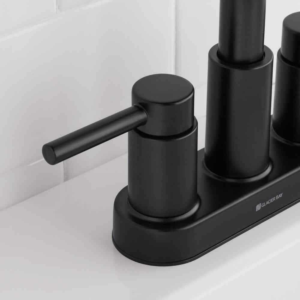 Glacier Bay Dorind 4" Centerset 2-Handle High-Arc Bathroom Faucet in Matte Black