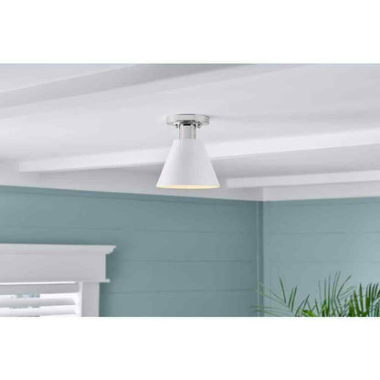 Hampton Bay Finley 8 in. 1-Light White and Chrome Semi-Flush Mount Light Fixture