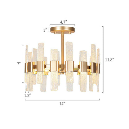 Uolfin Modern Chandelier Ceiling Light Eicy 14.2 in. 3-Light Gold Drum Mount
